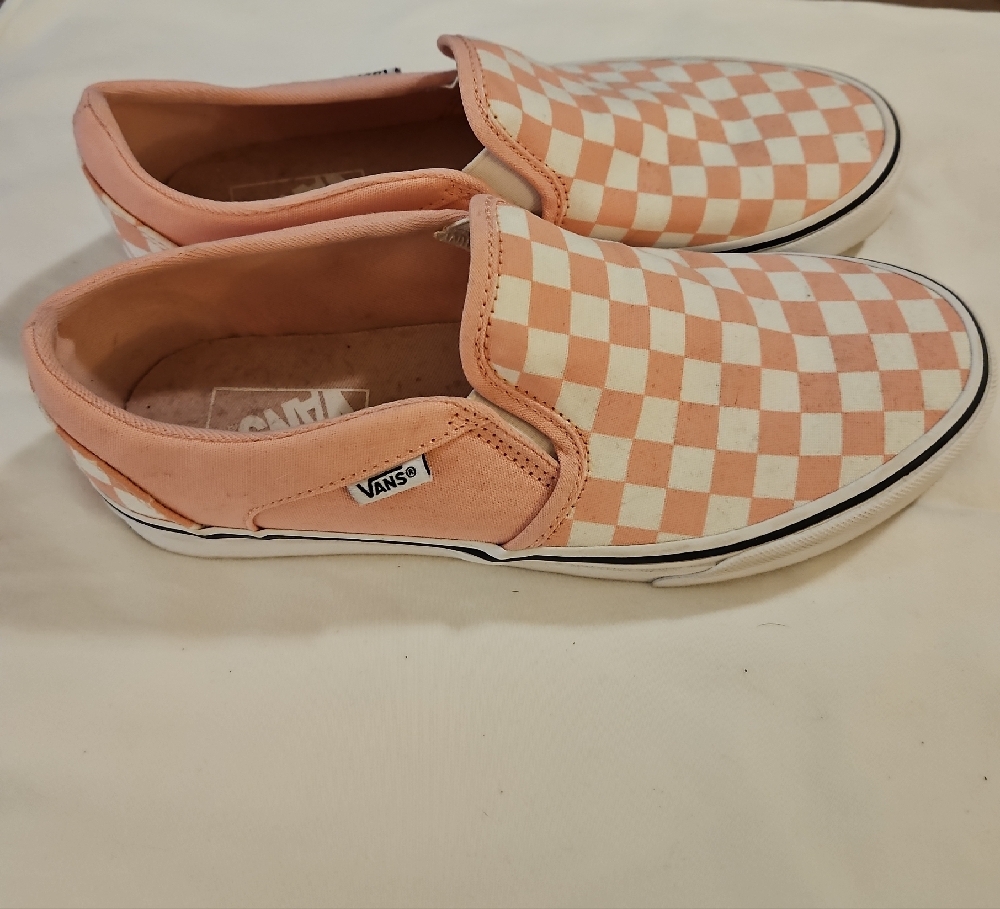 Vans Pink/Peach Checkered Slip-On Sneakers - Picture 2 of 4